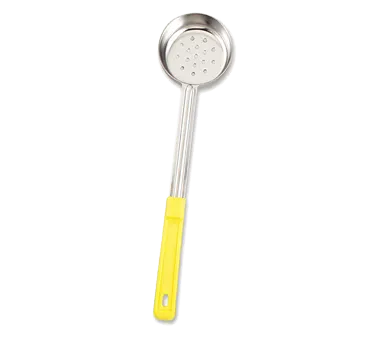 Browne USA 5757451 Portion Control Spoon - 5 oz, 10-4/5" perforated stainless steel, Yellow Handle
