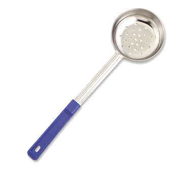 Browne USA 5757481 Spoon, 8 Oz, 10-4/5" Length, Perforated Stainless Steel, Blue PP Handle