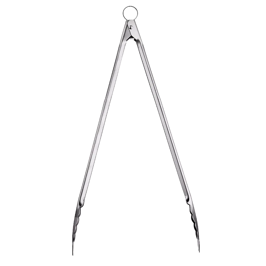 Browne USA 57579 Tongs – 16" Stainless Steel, Silver Handle, Lock & Hanging Loop, Dishwasher Safe