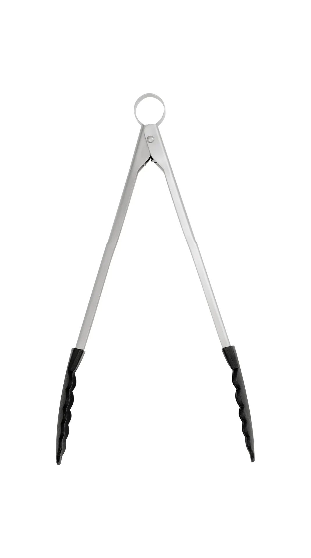 Browne USA 57588 CUISIPRO Utility Tongs, 13" Silver Steel, Nylon Head, Locking Pull, Dishwasher Safe