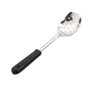 Browne USA 5763 Perforated 13" Serving Spoon, 3‑Sided Stainless Steel, Black Handle, Hanging Hole