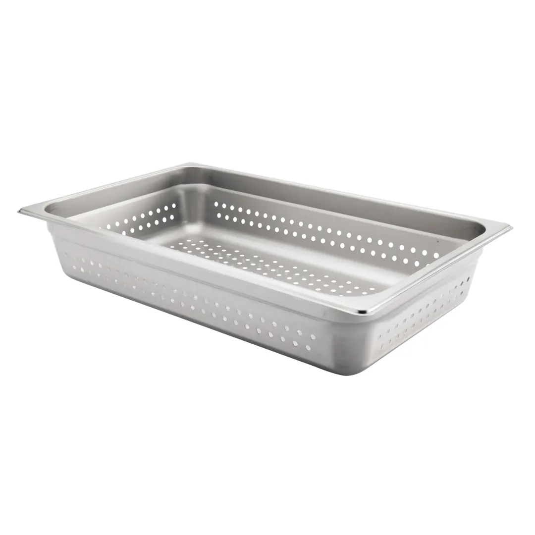 Browne USA 5781114 Table Pan 14.8 Qt, 20-3/4" L x 12-3/4" W x 4" D, Perforated AntiJam Steel