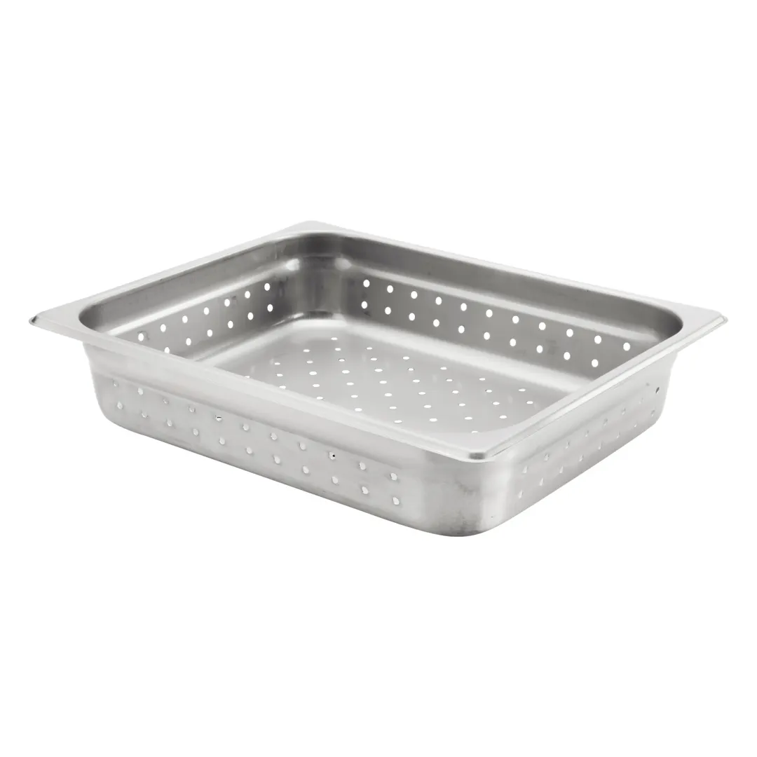 Browne USA 5781212 Half 4.3qt Perforated Pan, 12‑3/4" L x 10‑3/8" W x 2‑1/2" D, 24‑Gauge Steel