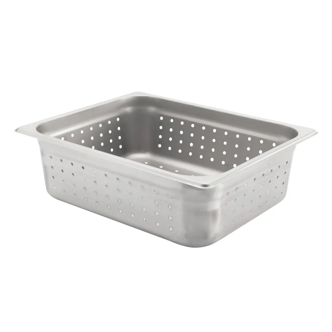 Browne USA 5781214 Steam Table Pan – 1/2 7Qt, 12‑3/4×10‑3/8×4" Perforated Anti‑Jam, 24‑Gauge 18/8 SS