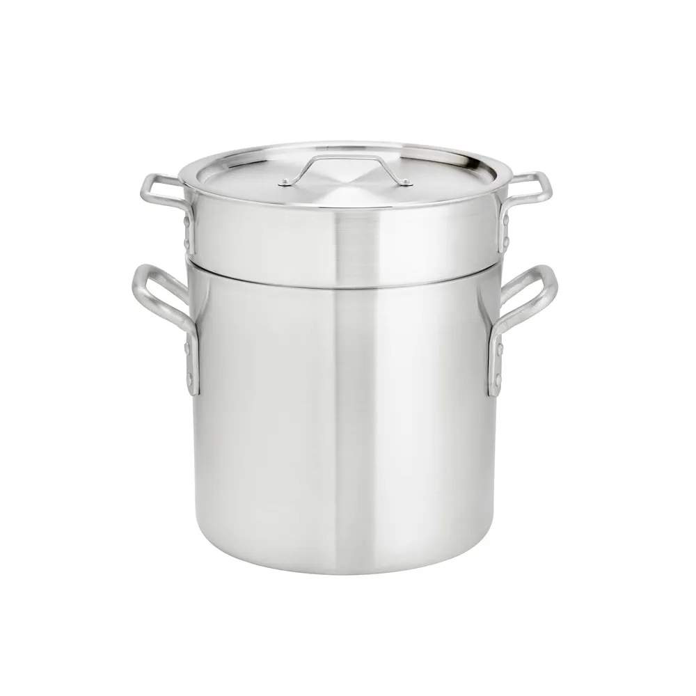 Browne USA 5813208 Double Boiler Set, 3‑Piece 8 Qt 9‑3/10"×8" Aluminum Pot Natural Multi‑Heat