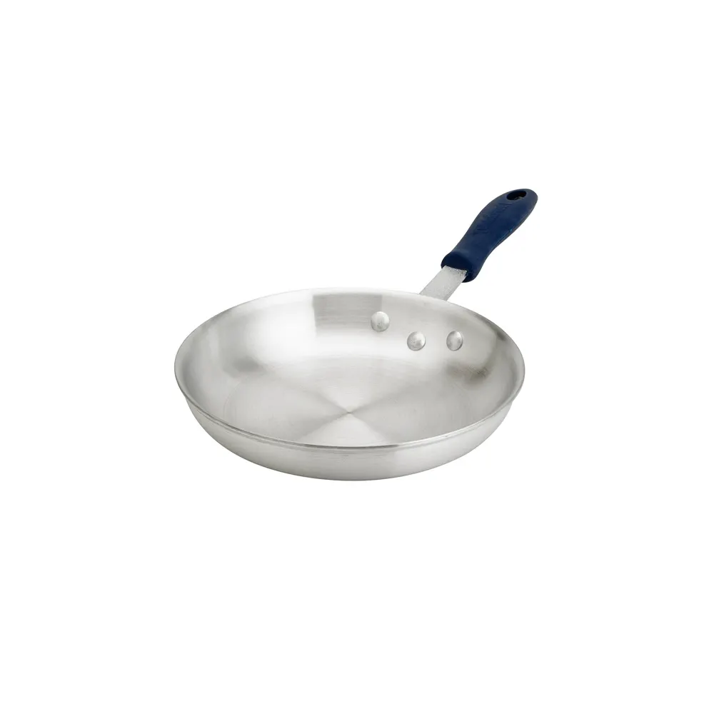 Browne USA 5813807 Fry Pan, 7" Dia x 1‑3⁄10" Aluminum, Handle, Blue Silicone Sleeve to 572°F, NSF