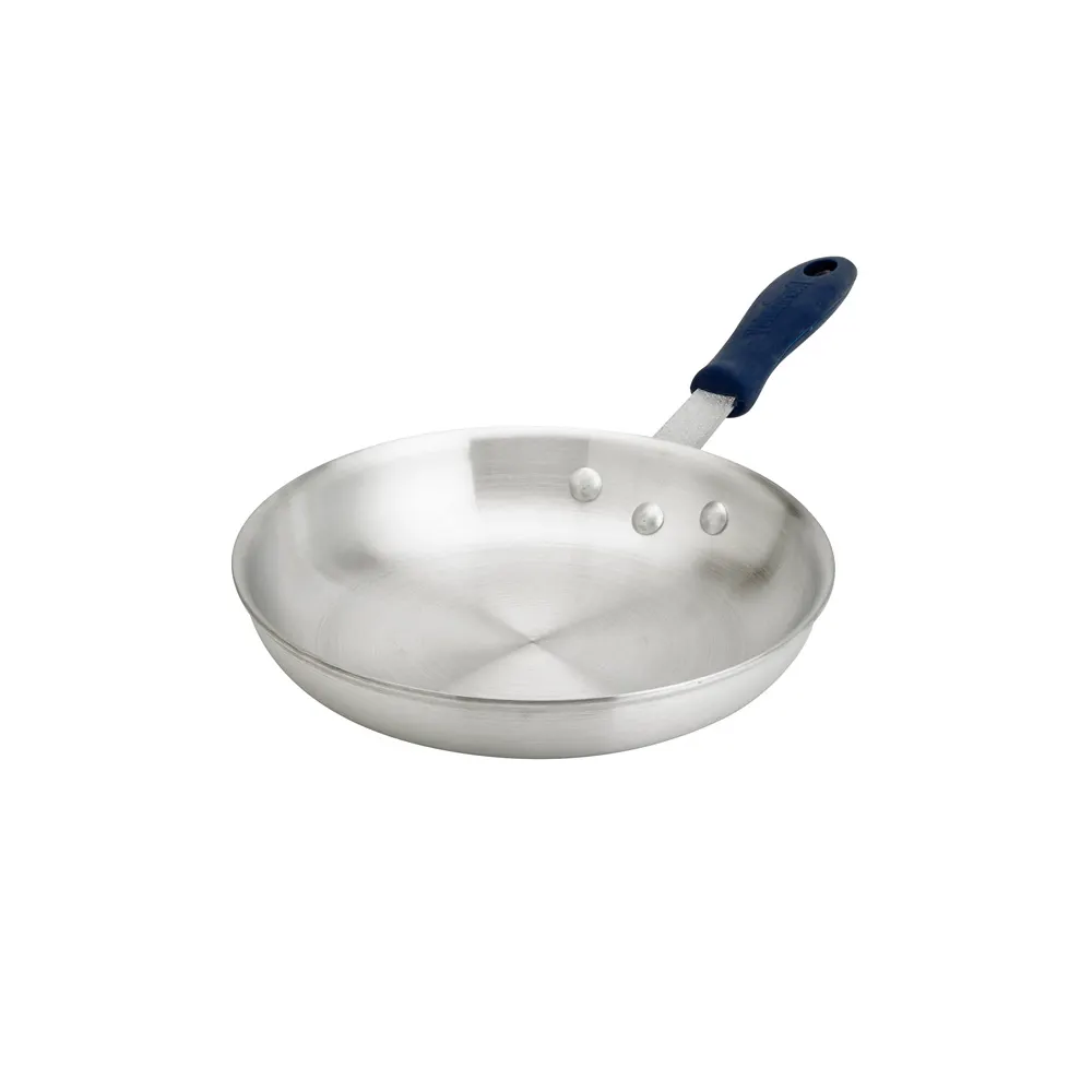 Browne USA 5813810 Frying Pan, 10" Dia x 2", Aluminum 8‑Gauge, Blue Silicone Sleeve, NSF Certified
