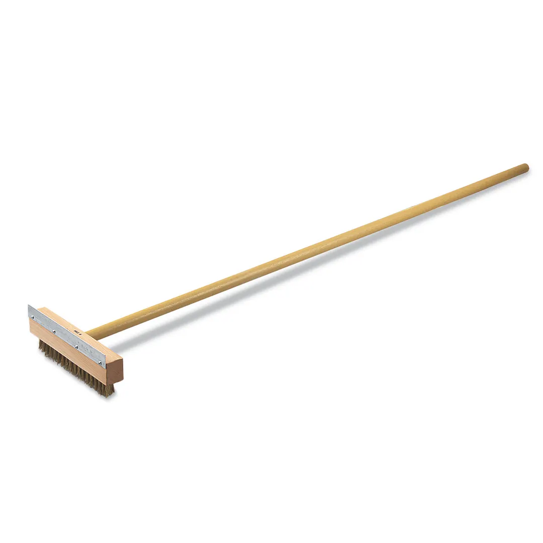 Browne USA 611001 Oven/Pizza Brush – 36" Wood Handle, 10" x 1½" Block, Brass Bristles, Steel Scraper