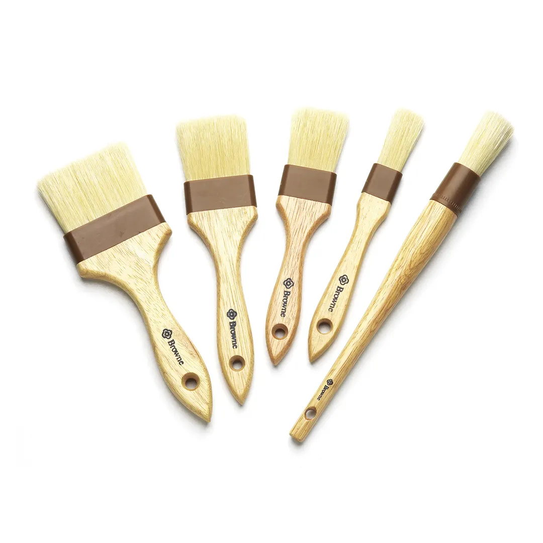 Browne USA 61200 Pastry Brush, 1" Oval, Sealed ABS Ferrules, 100% Pure Boar Bristle, Wood Handle