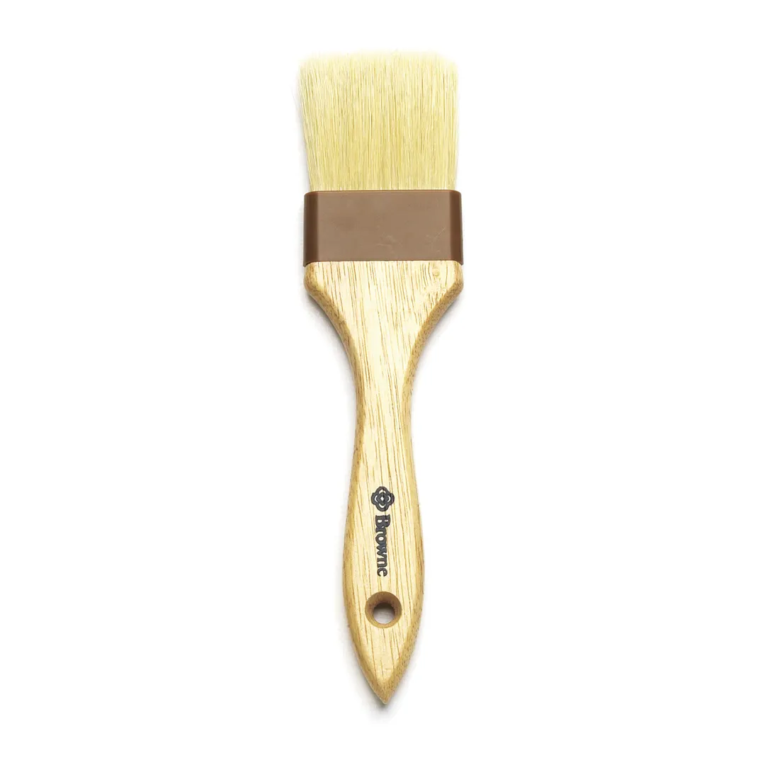 Browne USA 61200-2 Pastry Brush, 2" Ferrules, 100% Boar Bristle, Wood Handle, Width 1-3/4"-2-3/4"
