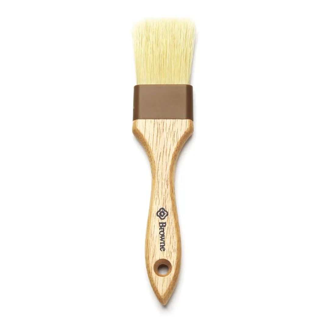 Browne USA 6120015 Pastry Brush, 1.5" Flat, Sealed ABS Ferrules, 100% Boar Bristle, Wood Handle