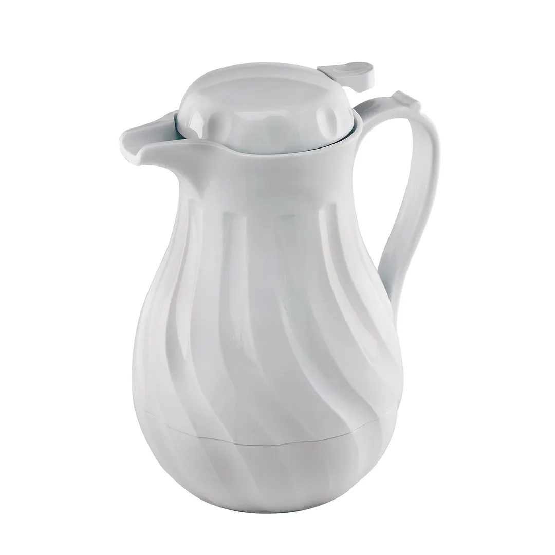 Browne USA 744221 Beverage Server, 40 oz (1.2 L), 9-1/2" White ABS, Thumb Lever, ID Tabs