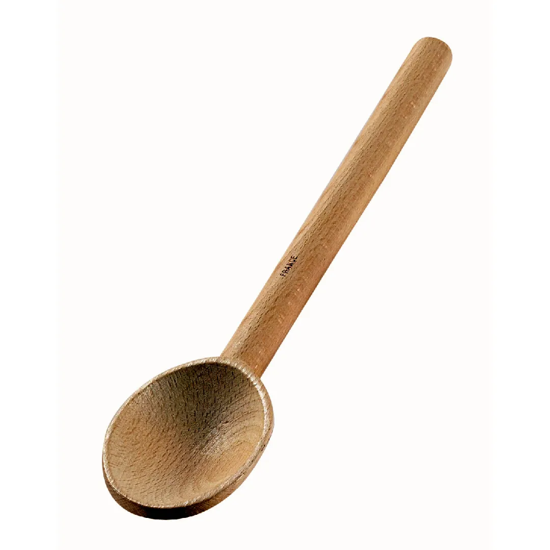 Browne USA 744573 Deluxe Heavy‑Duty Wooden Spoon Spatula, 12” Round Slotted, Wood Construction