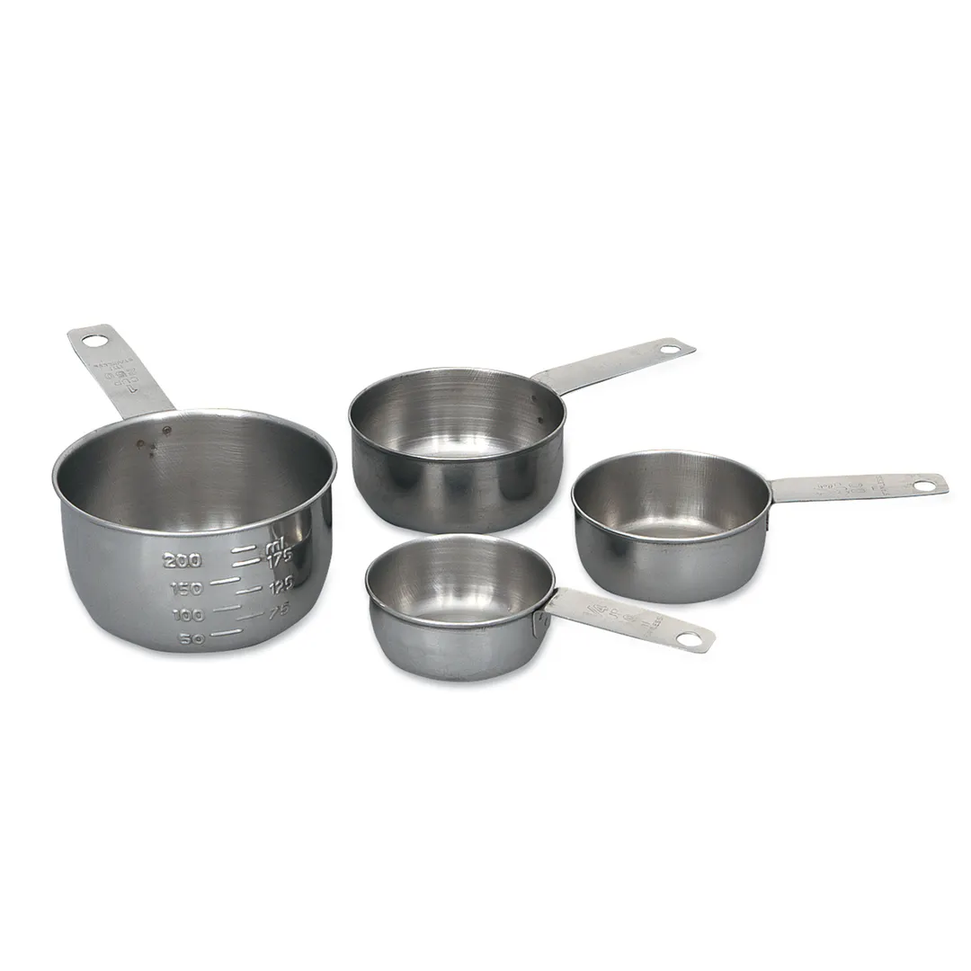 Browne USA 746107 Stainless Steel Measuring Cup Set – 1/4, 1/3, 1/2 & 1 Cup, Graduated – Set