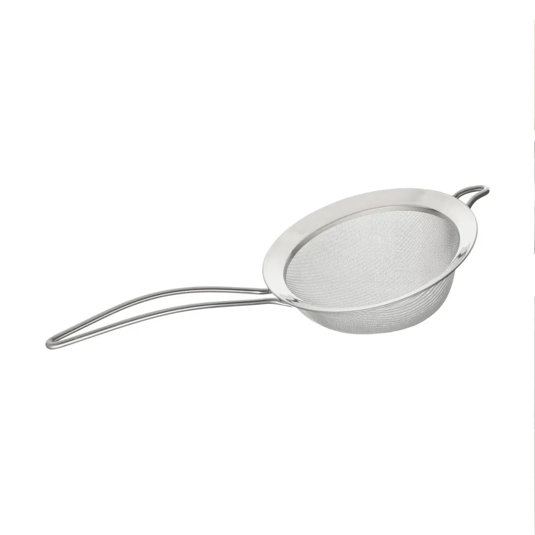 Browne USA 746633 Mesh Strainer, 7" x 13" Stainless Steel, Cool‑Touch Loop, Dishwasher Safe
