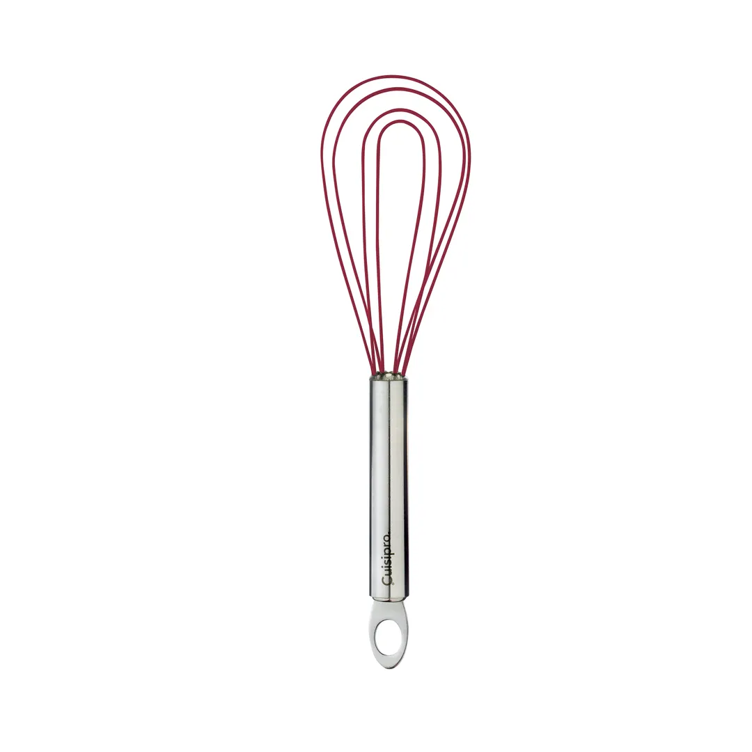 Browne USA 74696805 Flat Whisk, 8" Stainless Steel Red Non-Stick Coating - Heat-Resistant Tool