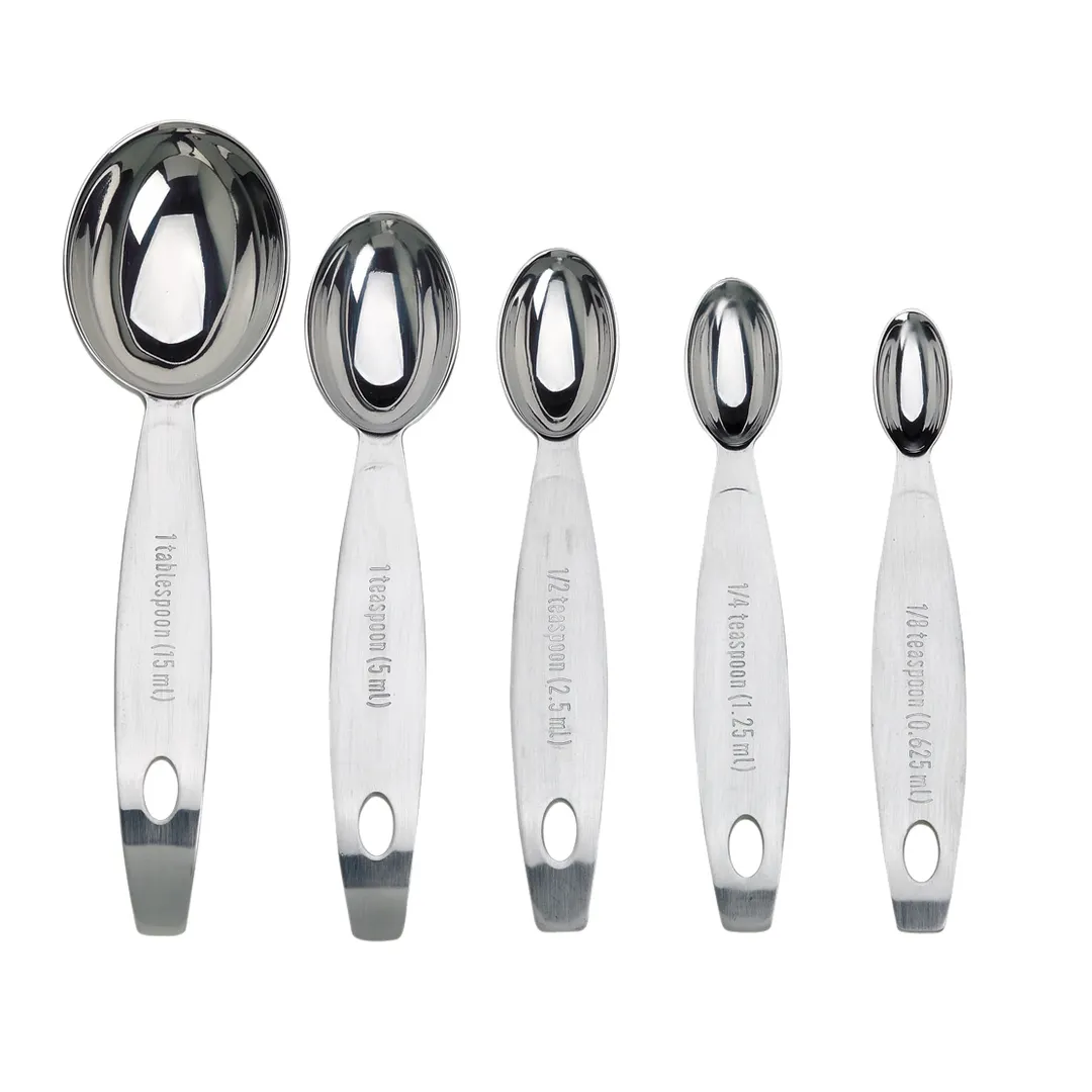 Browne USA 747002 5‑Piece Measuring Spoon Set, Nesting 1/8‑1 Tbsp Spoons, Stainless Steel - Set