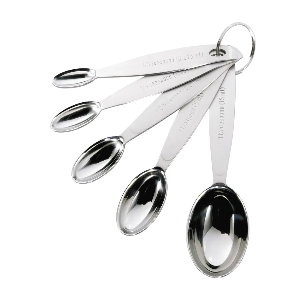 Browne USA 747002 5‑Piece Measuring Spoon Set, Nesting 1/8‑1 Tbsp Spoons, Stainless Steel - Set