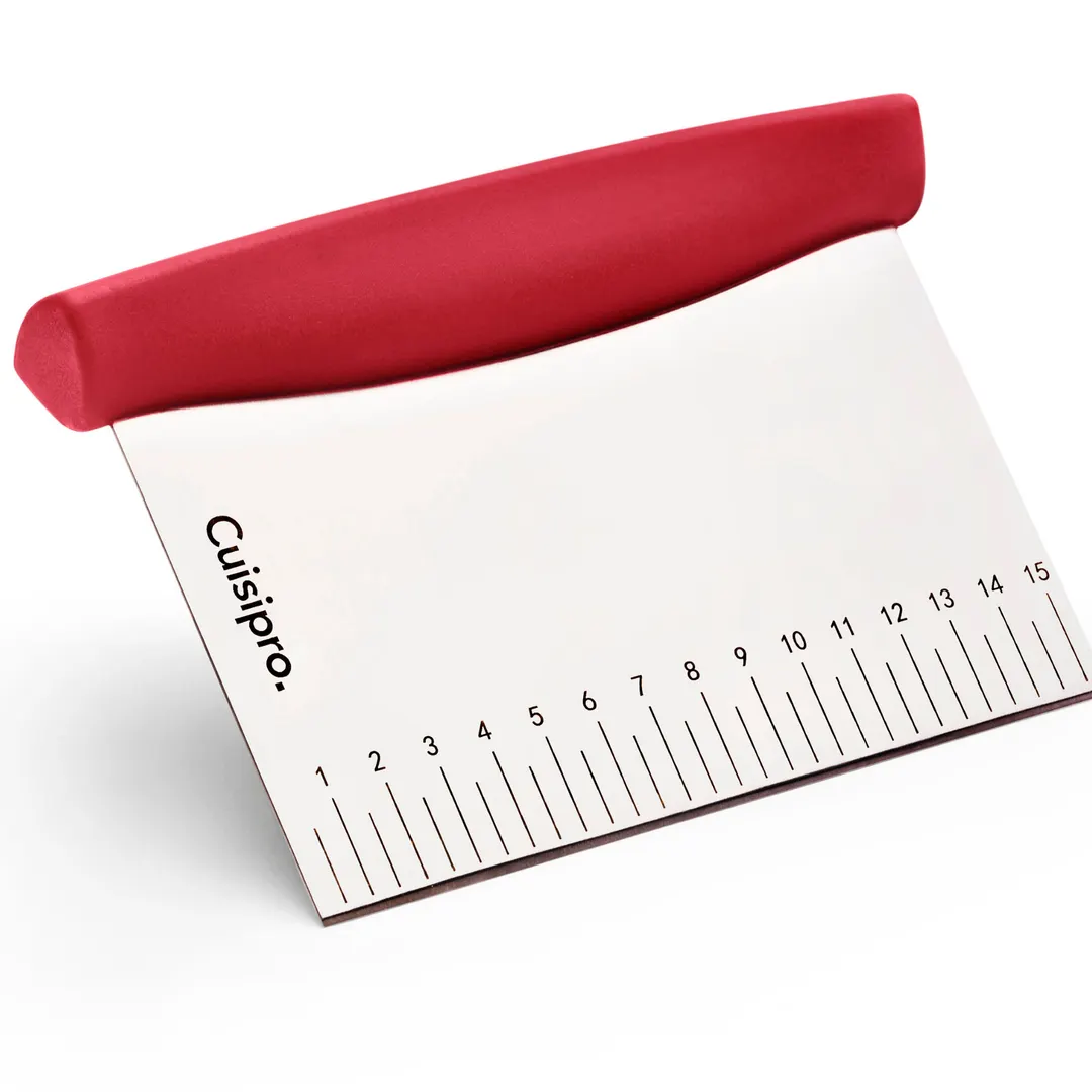 Browne USA 747366 CUISIPRO Dough Cutter, 6" x 4.5" Steel Blade, Red Plastic Handle, Dishwasher Safe