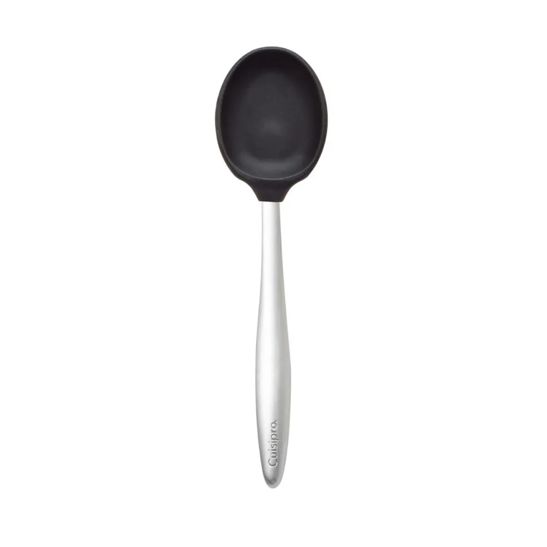 Browne USA 74737802 Piccolo 8" Serving Spoon, Black Silicone, Heat‑Resistant 425°F, Dishwasher Safe