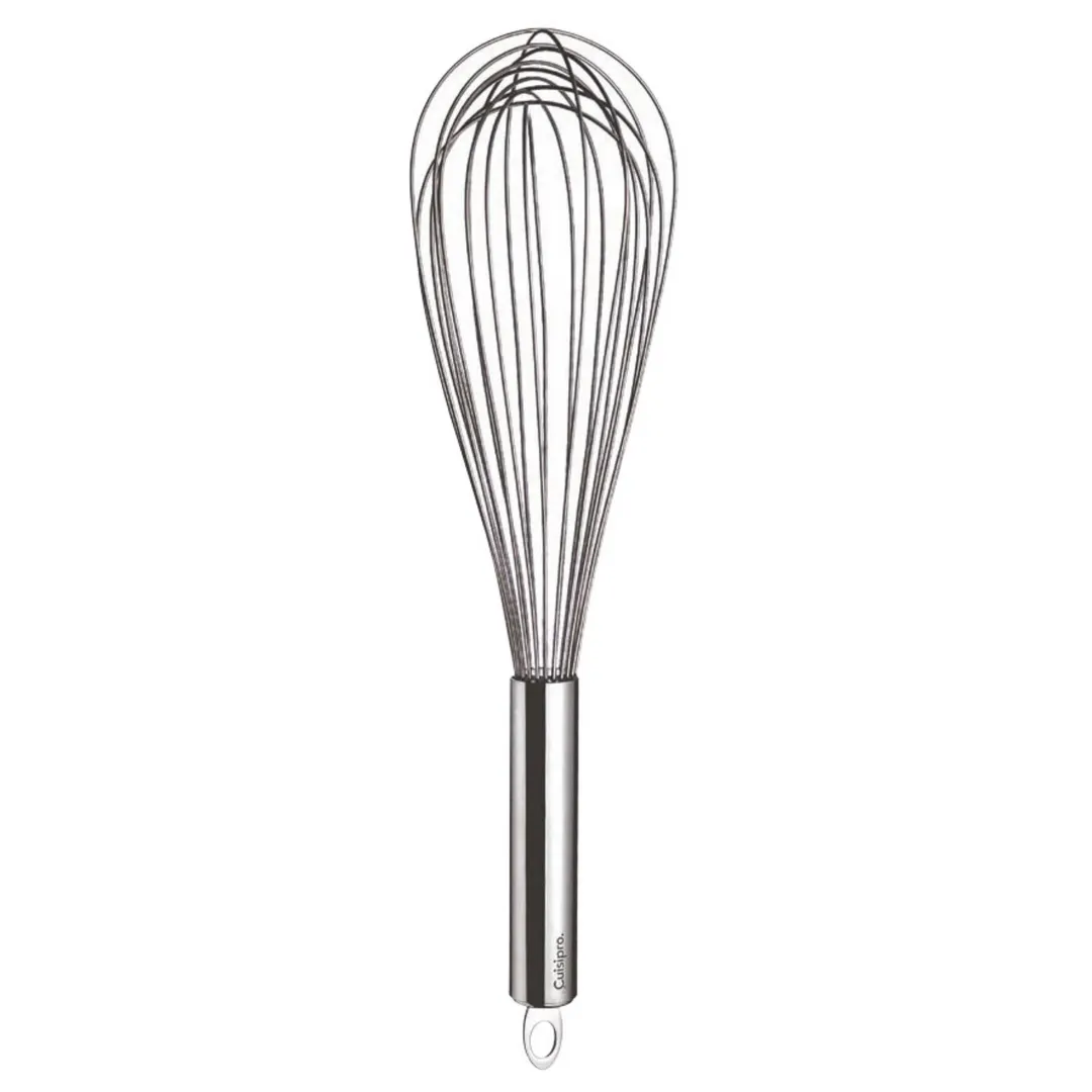 Browne USA 74765299 Piano Whisk, 12" x 3" x 3", Stainless Steel Wires, Heat‑Resistant Handles