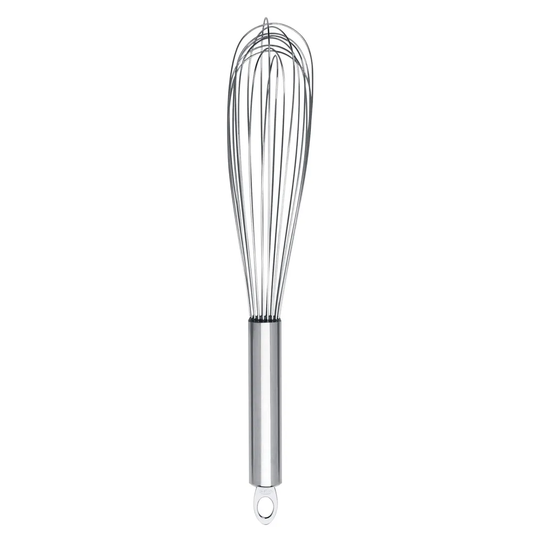 Browne USA 74767299 Piano Whisk, 12" Length, Handles, Steel Wires, Dishwasher‑Safe, Eyelet