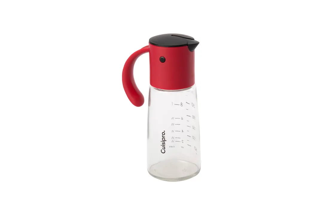 Browne USA 74783205 Oil & Vinegar Dispenser, 10 Oz Red, 4.4" L x 2.8" W x 7.5" H, Glass, Lid‑Spout