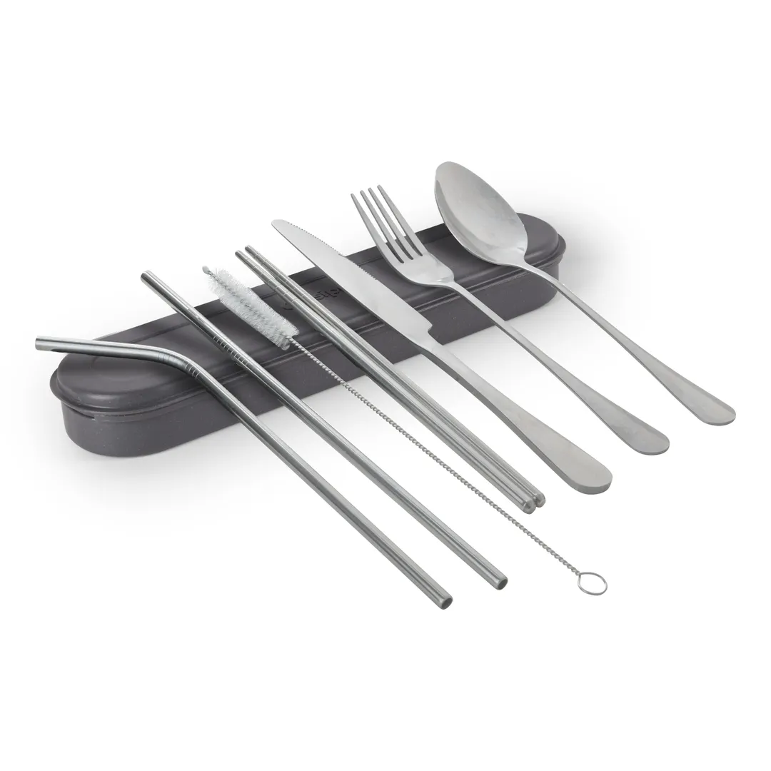 Browne USA 74790609 - Cutlery Case V2, Gray, 8‑Piece, 9.84×2.36", Plastic/Steel, Dishwasher Safe- Set