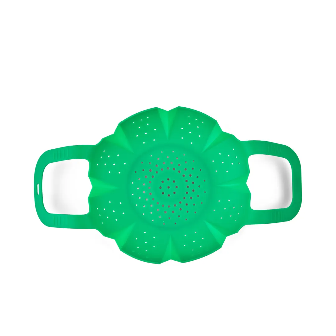 Browne USA 74792004 Vegetable Steamer, 16"x9"x3" Silicone Basket Fits 6‑8 Qt Cookers Dishwasher Safe