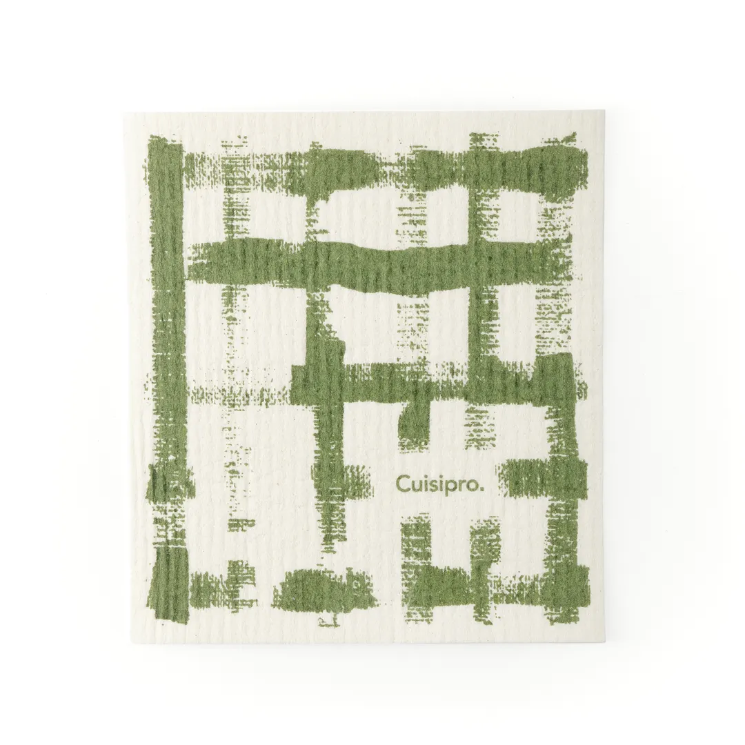 Browne USA 747932 CUISIPRO Eco‑Cloth Kitchen Towel, 20x17x0.2 cm, Green stripe, bio, dishwasher safe, reusable