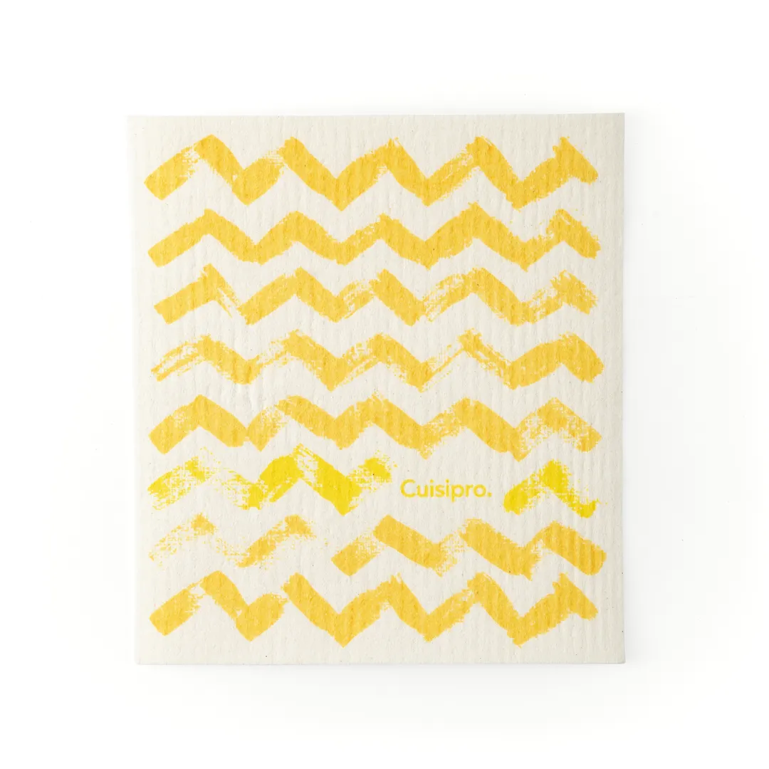 Browne USA 747933 Kitchen Towel, Eco‑Cloth 20x17 cm, Yellow ZigZag Print, 100% Biodegradable, Dishwasher Safe