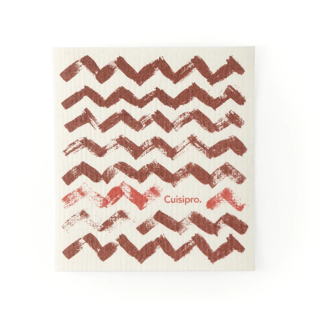 Browne USA 747934 CUISIPRO Eco-Cloth Kitchen Towel, 7.87x6.7 in, Red ZigZag, Dishwasher Safe, Reusable