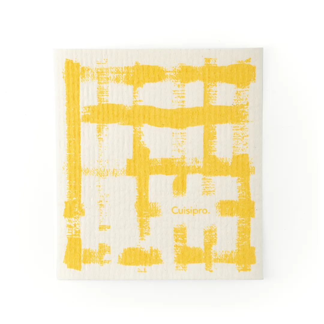 Browne USA 747935 CUISIPRO Small Bar Towel, 7.87×6.7 in, 0.2 cm, Yellow Stripe, 100% Biodegradable, Dishwasher Safe