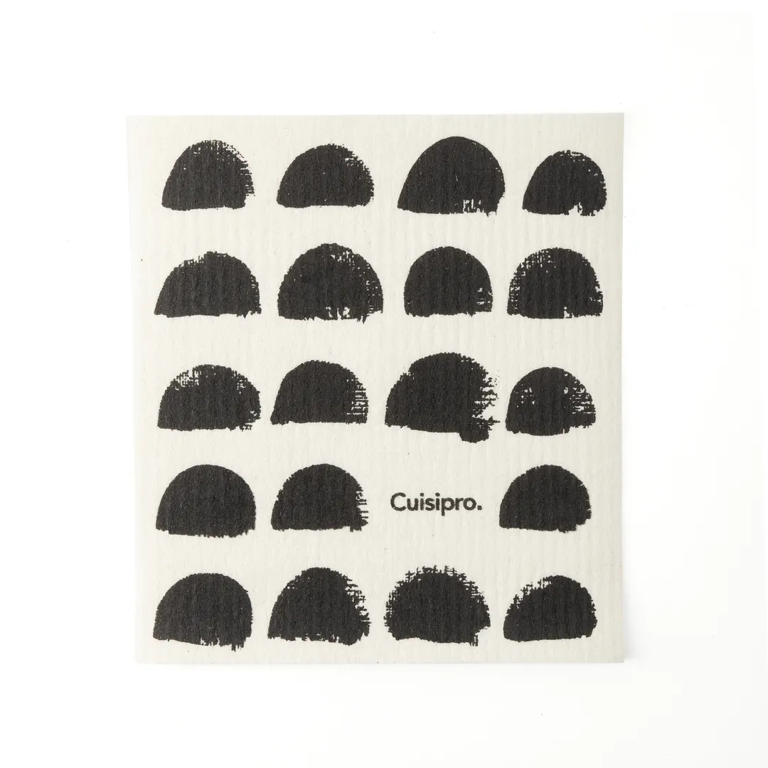 Browne USA 747945 CUISIPRO Eco‑Cloth Kitchen Towel, 7.87×6.7 in, Black Dots, Biodegradable, Plant Ink, Dishwasher Safe