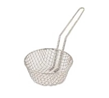 Browne USA 79734 Fryer Basket, 10" Dia x 4-3/4" H, Nickel‑Plated Steel, 1/2" Mesh, 9"‑12" L, 3"‑4" H
