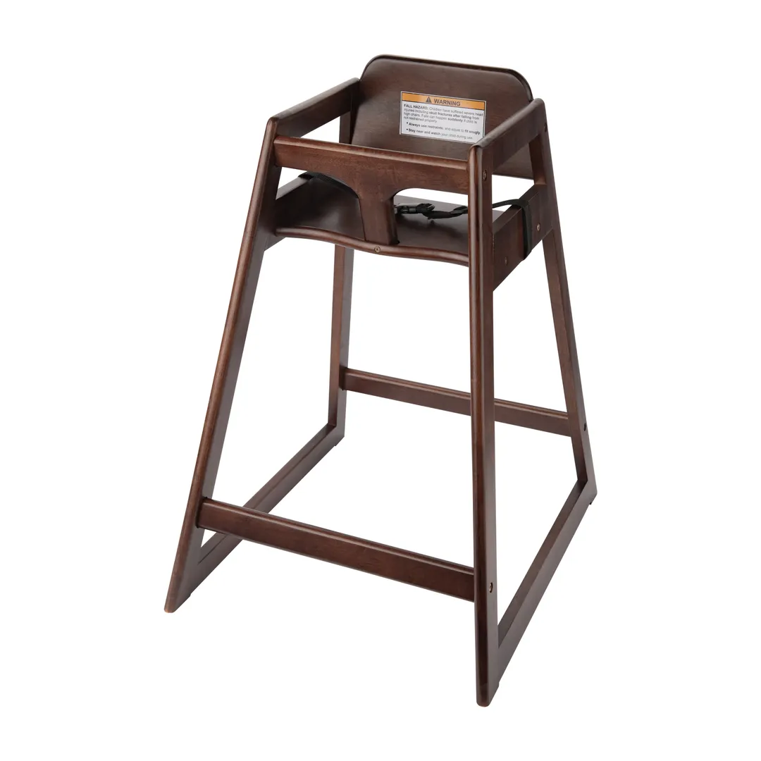 Browne USA 80976 Wood High Chair, 27-3/10H, Walnut Finish, Stain Resistant, ASTM F404-18 Compliant