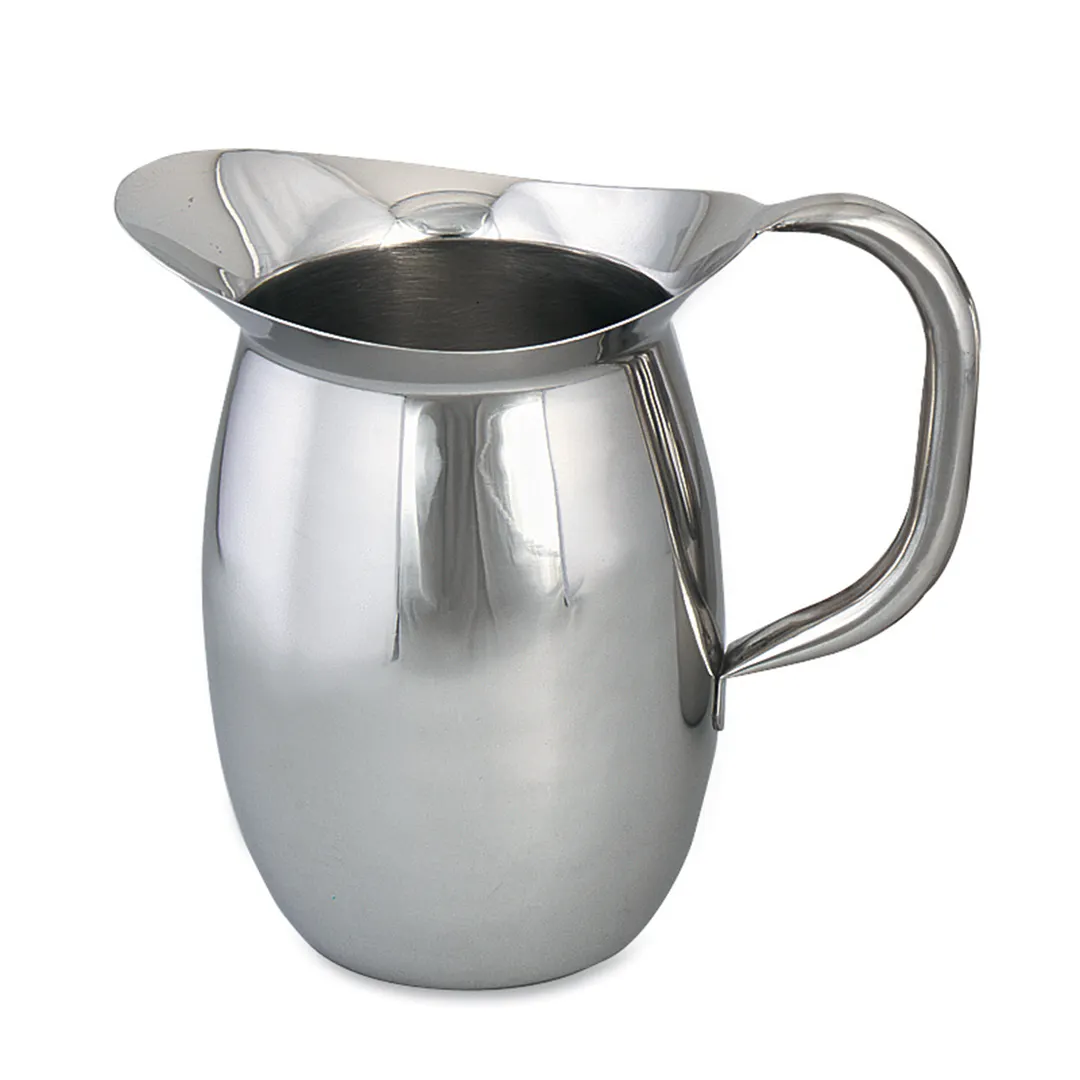 Browne USA 8202 Pitcher – 68 oz (8") Bell‑Shaped Stainless Steel, Mirror, Tubular Handle