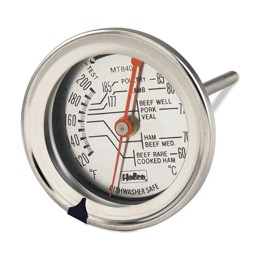 Browne USA MT84001 Thermometer – 2‑3/8" Dial, 5" Probe, 120°‑220°F, ±1°F, Dual‑Face, Dishwasher Safe