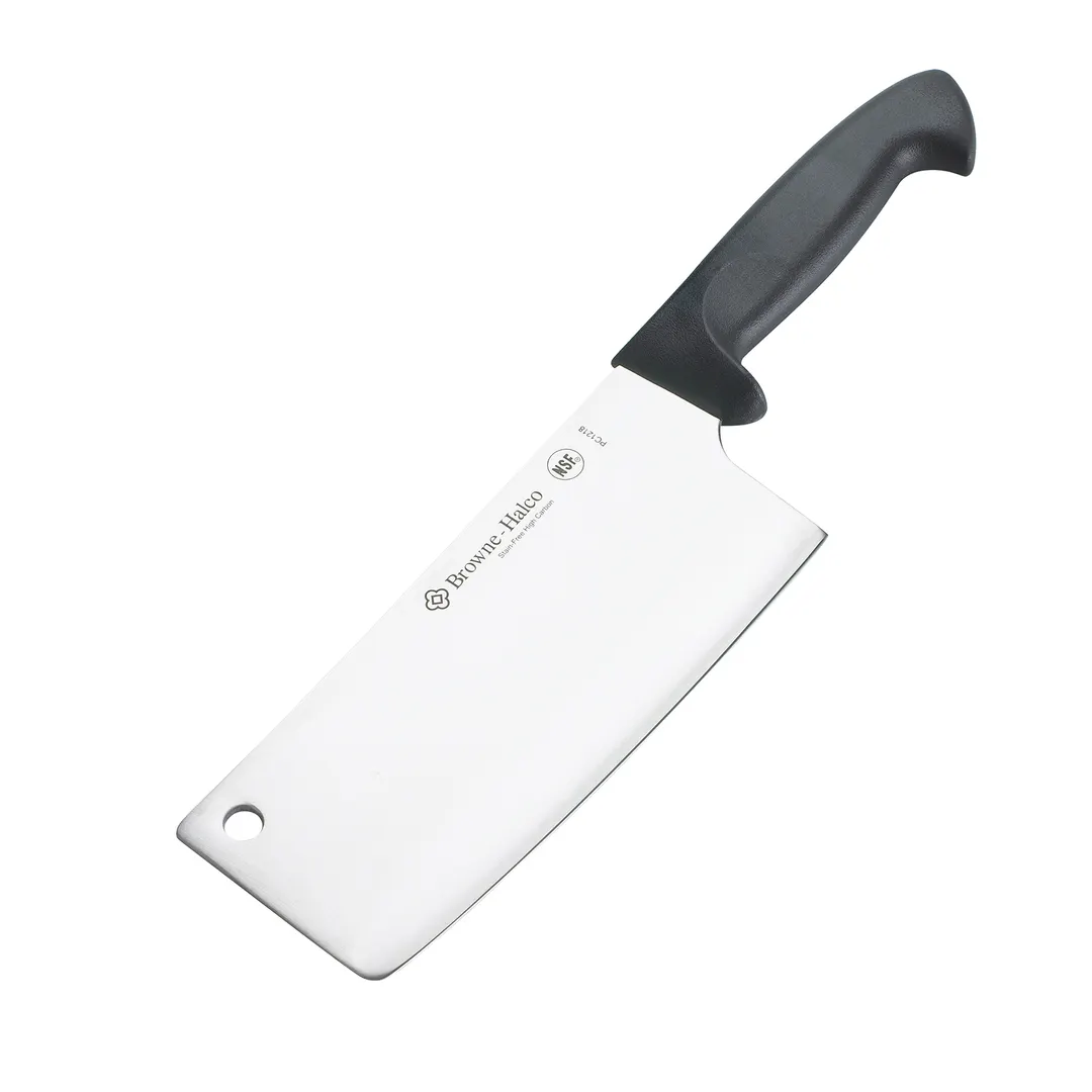 Browne USA PC1218 - 8" Stainless Steel Kitchen Cleaver Knife, Black ABS Handle, NSF