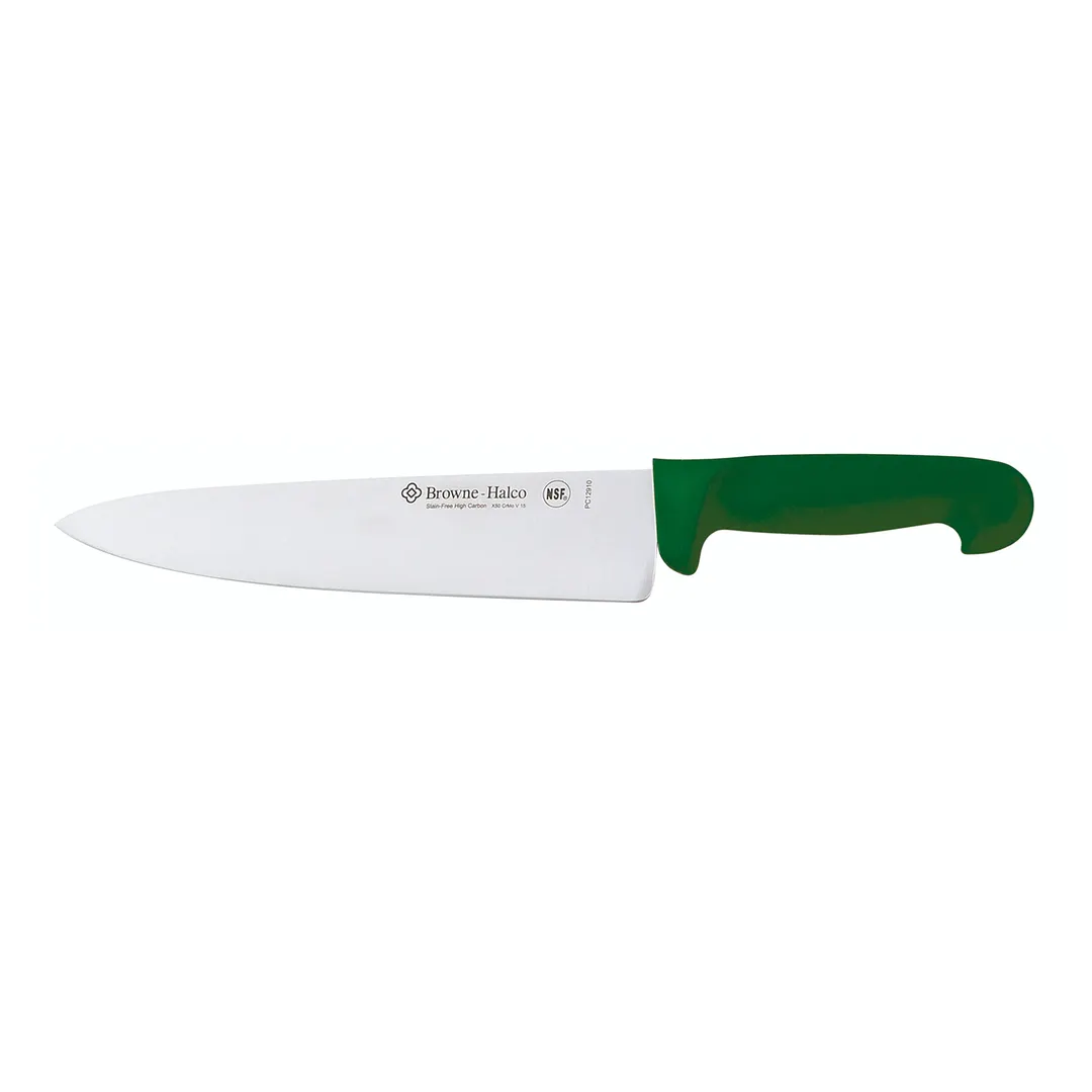 Browne USA PC12910GR Chef Knife – 10" Molybdenum Stainless Blade, Green ABS Handle, NSF