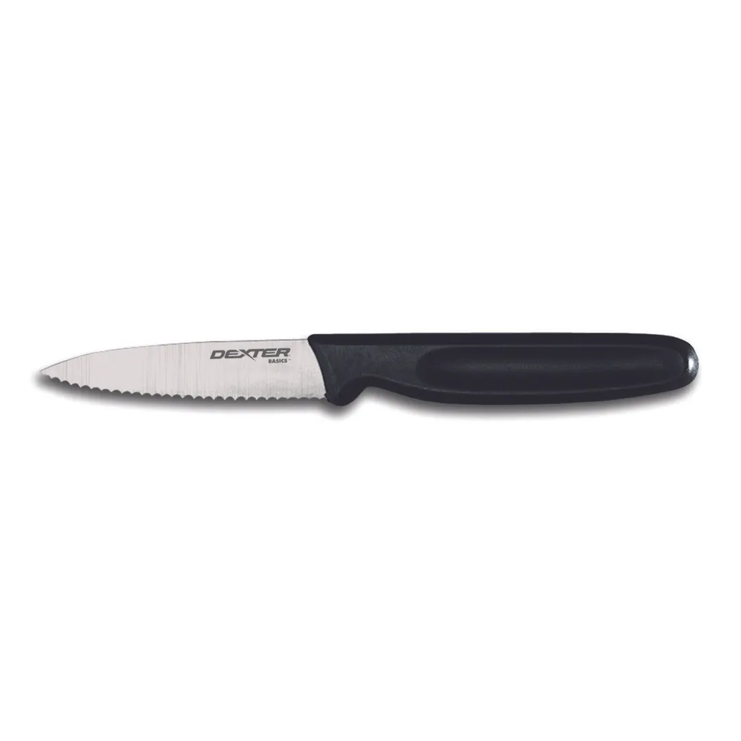 Dexter 31437 Basics Paring Knife – 3.25" Spear‑Point Blade, Carbon Steel, Black Plastic Handle