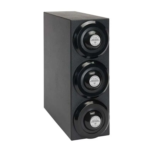 Dispense-Rite SLR-S1-3BT Dispenser Black PS 19.5H x 6.75W x 18.25D, Holds 4‑24 oz Rim 2‑1/2"‑3‑7/8"