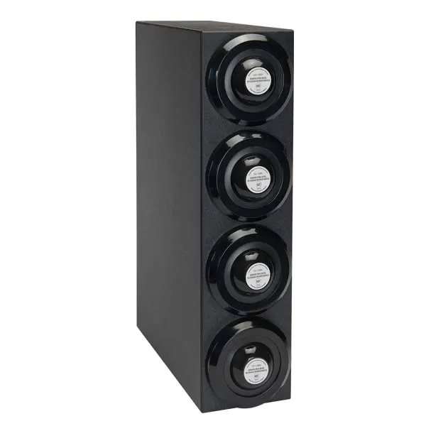 Dispense-Rite SLR-S1-4BT Dispenser,Black PS,25‑3/4"H×6‑3/4"W×18‑1/4"D 4‑24 oz2‑1/2"-3‑7/8" Baffles