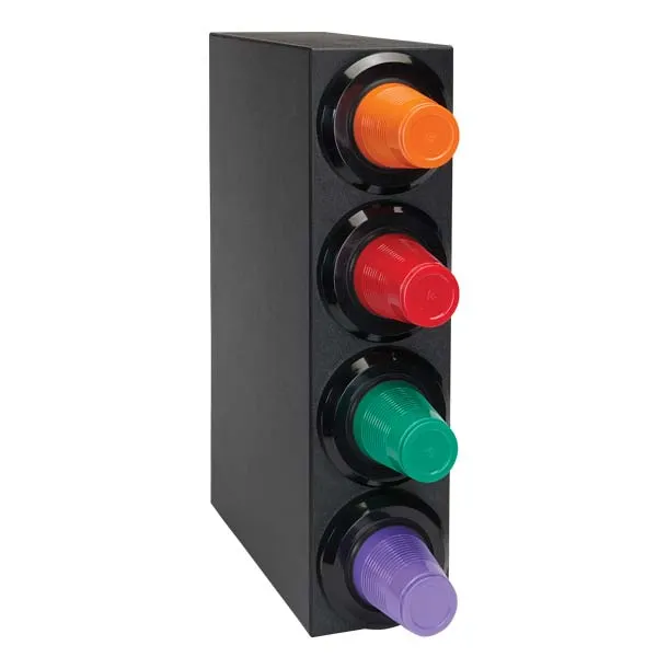 Dispense-Rite SLR-S1-4BT Dispenser,Black PS,25‑3/4"H×6‑3/4"W×18‑1/4"D 4‑24 oz2‑1/2"-3‑7/8" Baffles