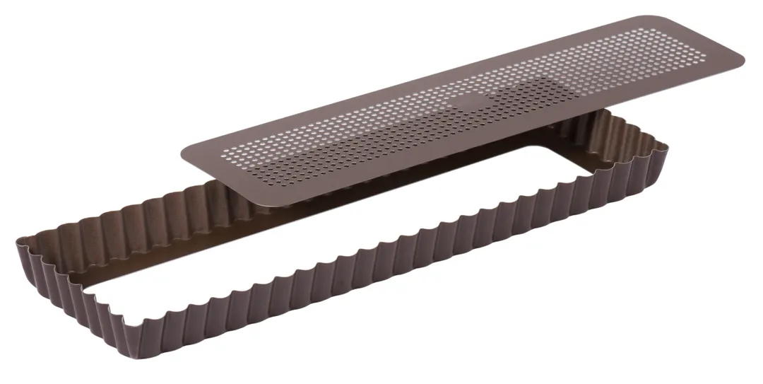 Louis Tellier 225412 Tart Mold, 13.77" W x 4.33" D x 1" Non‑Stick Tin‑Plated Pan Removable Bottom