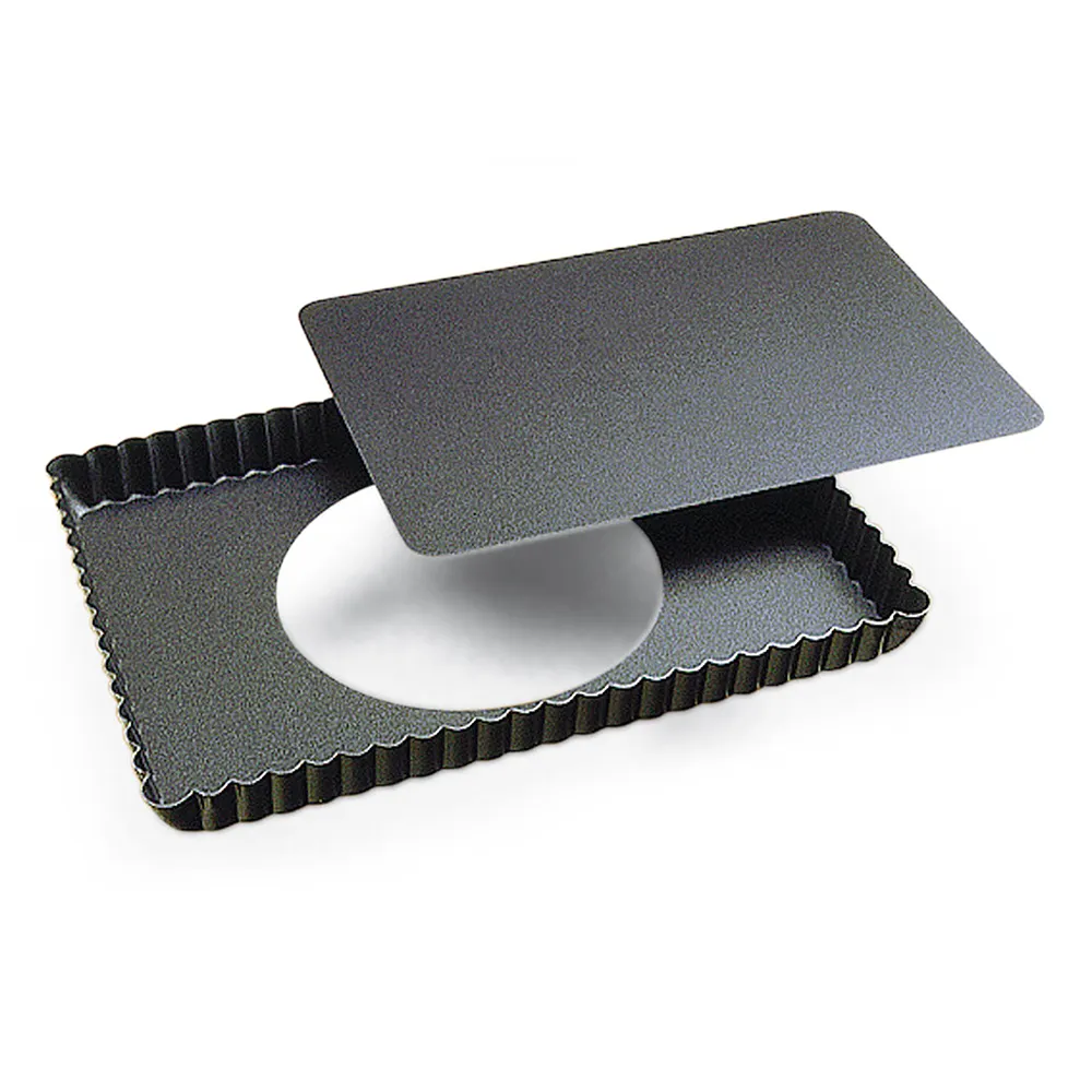 Louis Tellier 225810 Rectangular Tart Mold 11.4" L x 8" W x 1" H Non‑Stick Removable Bottom PFOA‑Free