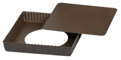 Louis Tellier 226810 Square Fluted Tart Mold, 9.05" x 9.05" Non‑Stick, Removable Bottom, 6"‑9" Size Range
