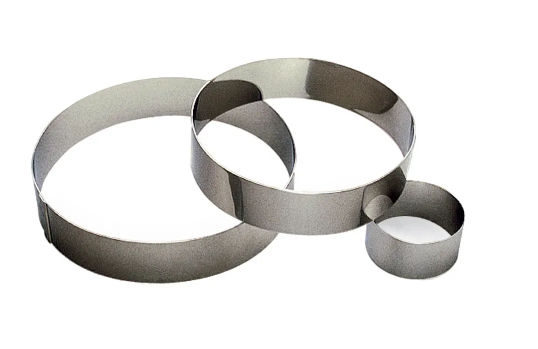 Louis Tellier 865050 Mousse Pastry Ring, 7.08" Dia x 1.77" H, 0.10" Thick, Stainless Steel, Round