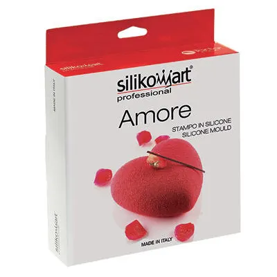 Louis Tellier AMORE Silicone Heart Cake Mold, 20.2 oz, 5" x 5.3" x 1.9" White Uncoated
