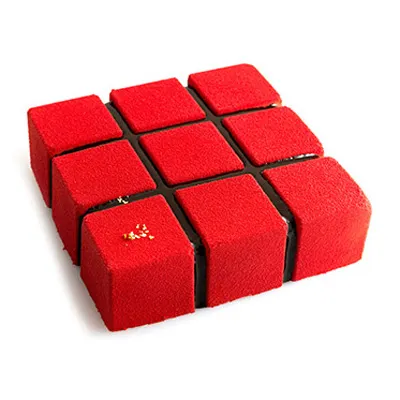 Louis Tellier CUBIK Silicone Mold 6.7"x6.7"x2" White 47.3 oz -76°F-+446°F Bake/Chill Dishwasher-Safe